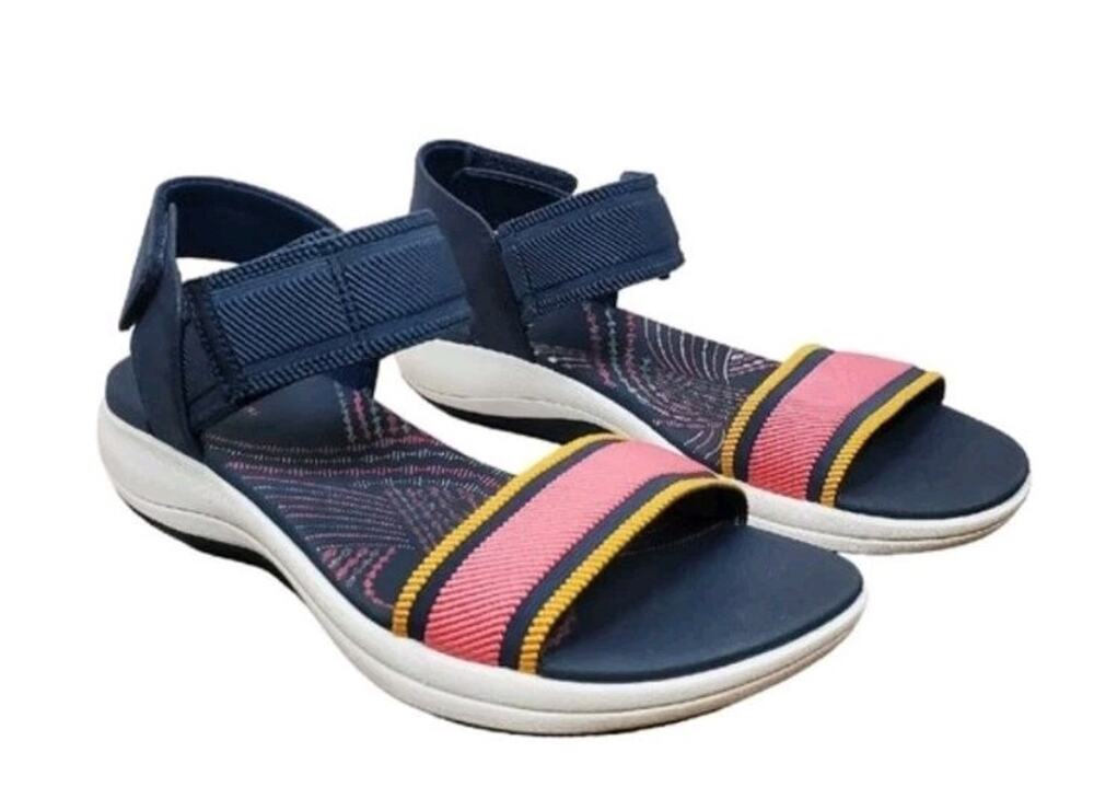 NEW Cloudsteppers By Clarks Mira Sea Sandal Womens Size 10M Navy Combo Shoes